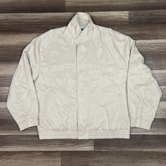 St. Croix Knits Eli Thomas Cream Jacket Full Zip Lightweight Microfiber USA Sz M - Picture 1 of 11